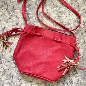 Red Crossbody Bucket Bag